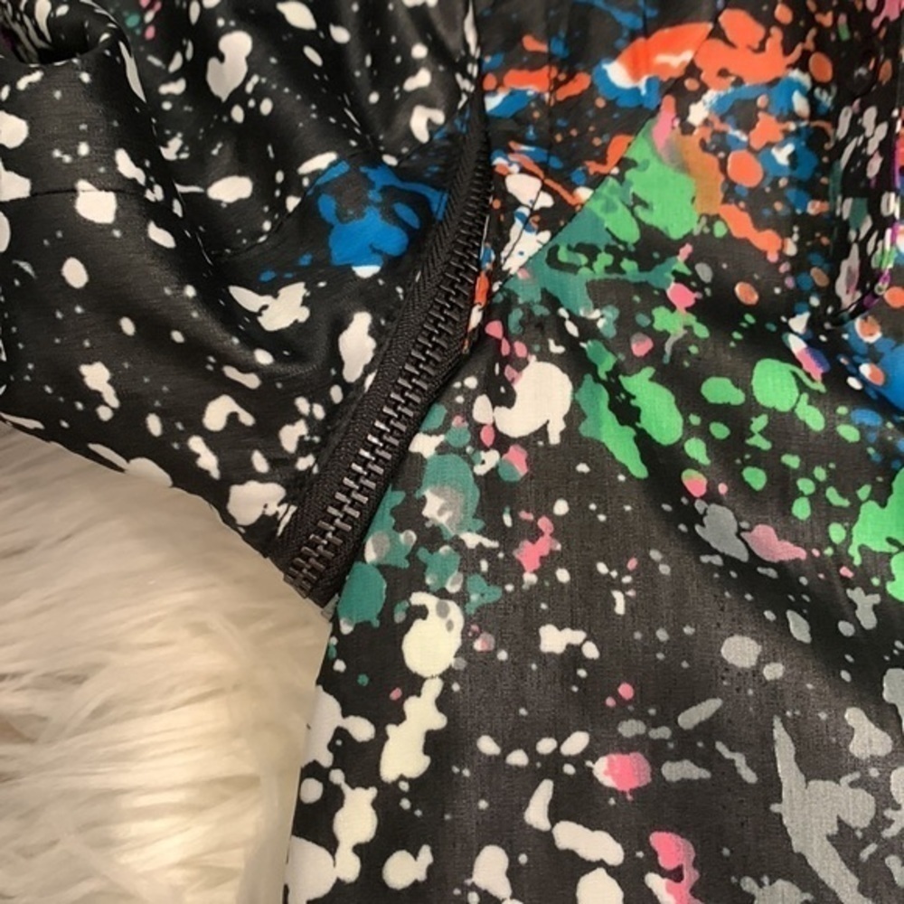 Rachel Roy double breasted zip pleated trench coat splatter print M - Picture 8 of 11